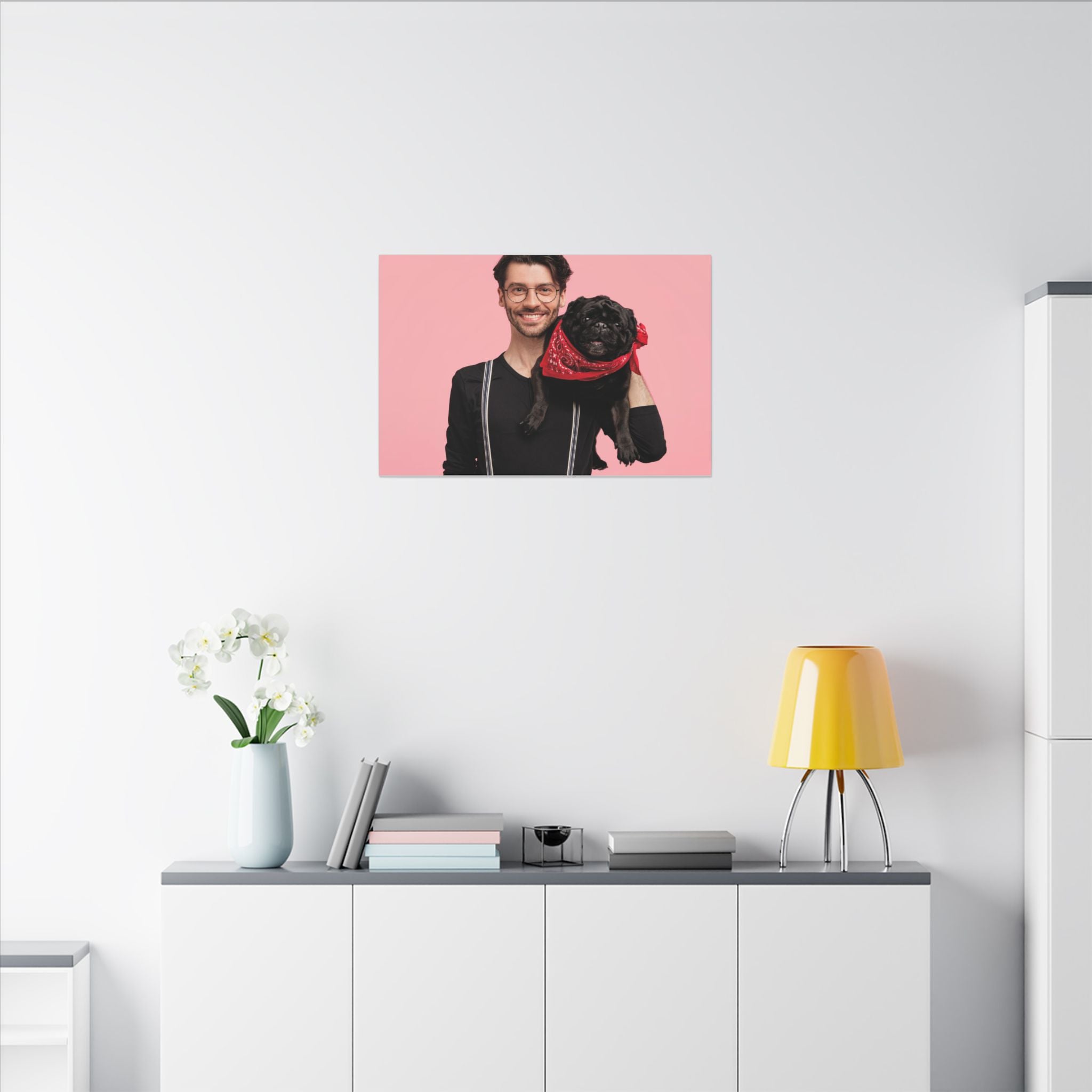 Custom Pet & Owner Portrait Canvas - Hand-Illustrated Matte Canvas Wall Art