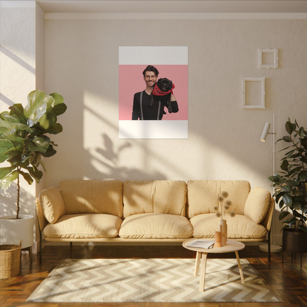 Custom Pet & Owner Portrait Canvas - Hand-Illustrated Matte Canvas Wall Art