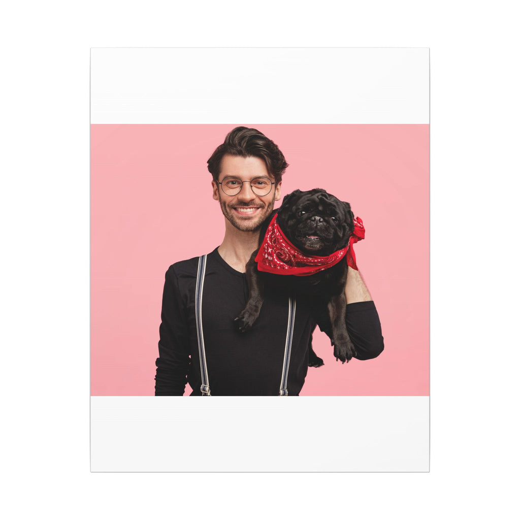 Custom Pet & Owner Portrait Canvas - Hand-Illustrated Matte Canvas Wall Art