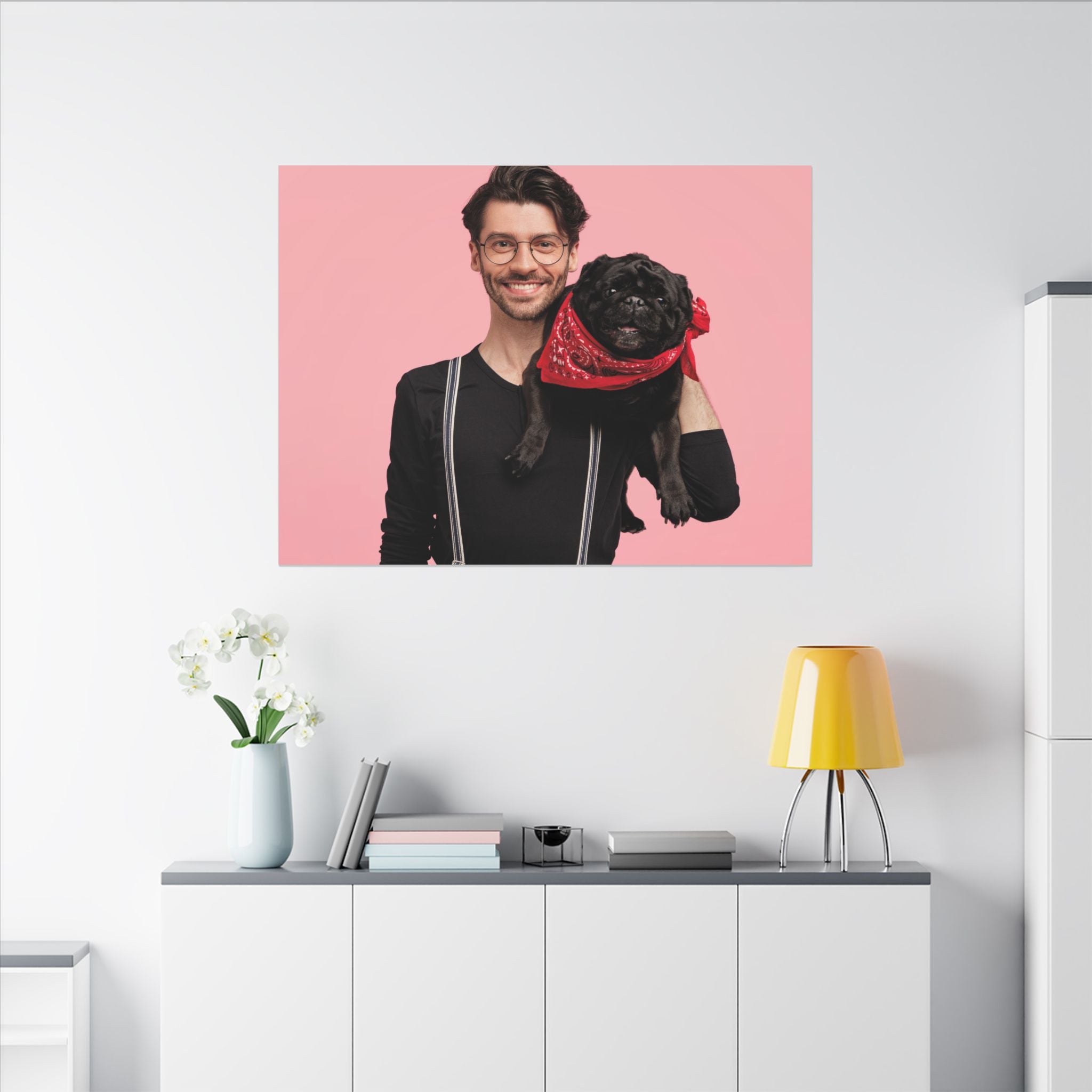 Custom Pet & Owner Portrait Canvas - Hand-Illustrated Matte Canvas Wall Art