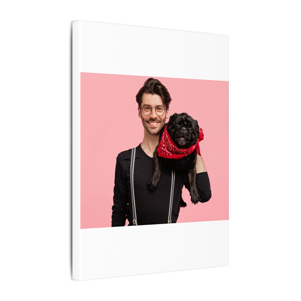 Custom Pet & Owner Portrait Canvas - Hand-Illustrated Matte Canvas Wall Art