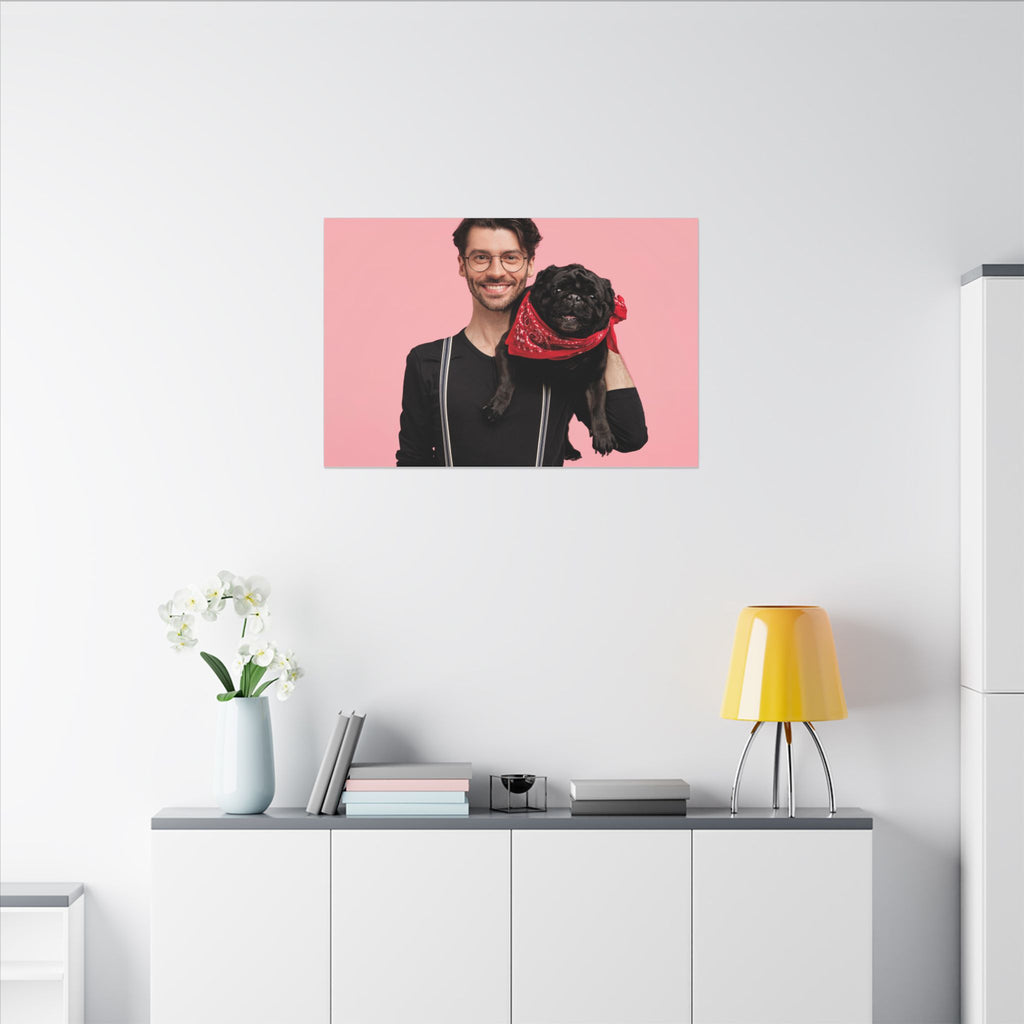 Custom Pet & Owner Portrait Canvas - Hand-Illustrated Matte Canvas Wall Art