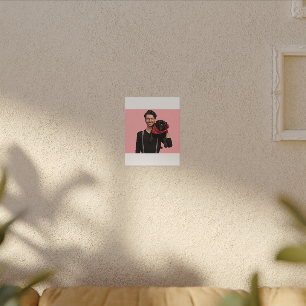 Custom Pet & Owner Portrait Canvas - Hand-Illustrated Matte Canvas Wall Art