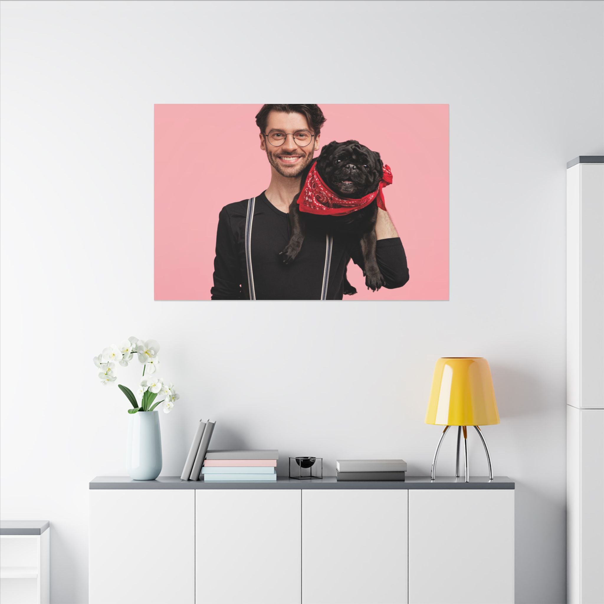 Custom Pet & Owner Portrait Canvas - Hand-Illustrated Matte Canvas Wall Art