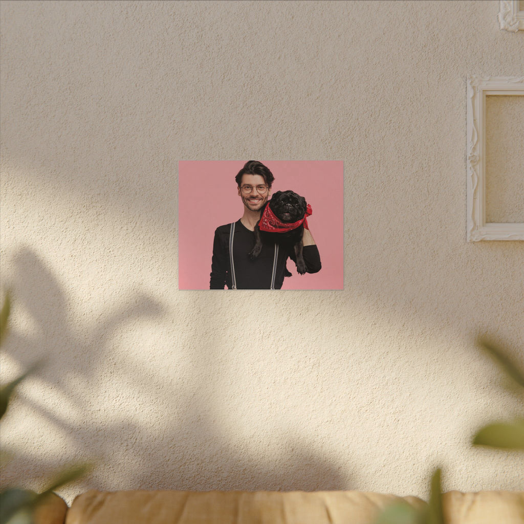 Custom Pet & Owner Portrait Canvas - Hand-Illustrated Matte Canvas Wall Art