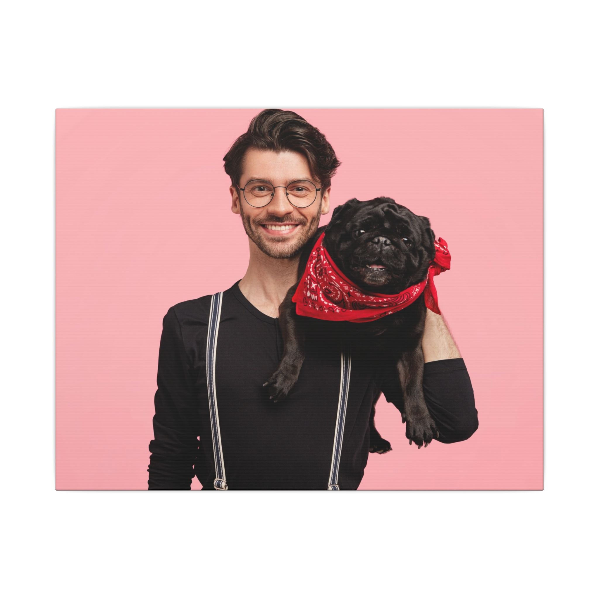 Custom Pet & Owner Portrait Canvas - Hand-Illustrated Matte Canvas Wall Art