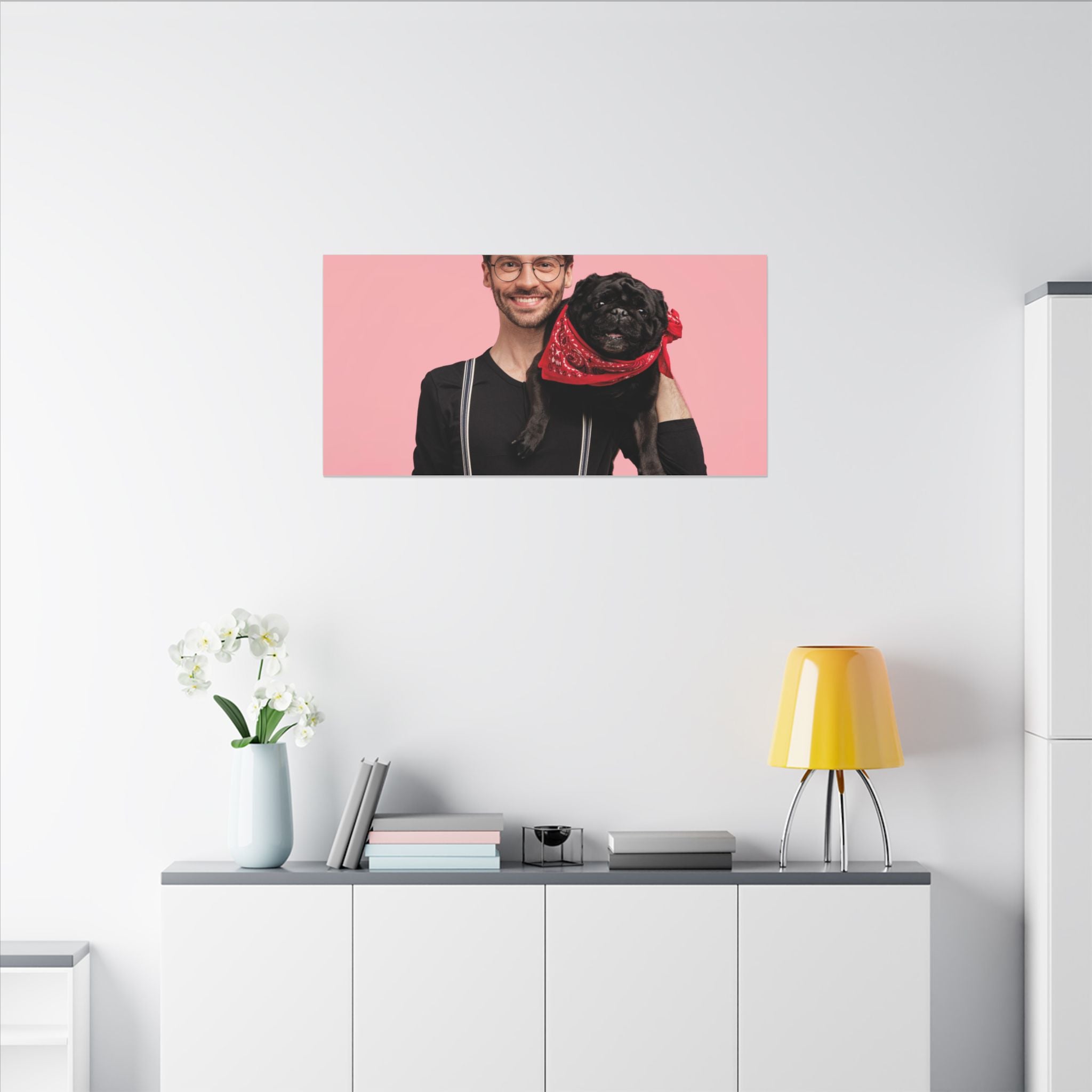 Custom Pet & Owner Portrait Canvas - Hand-Illustrated Matte Canvas Wall Art