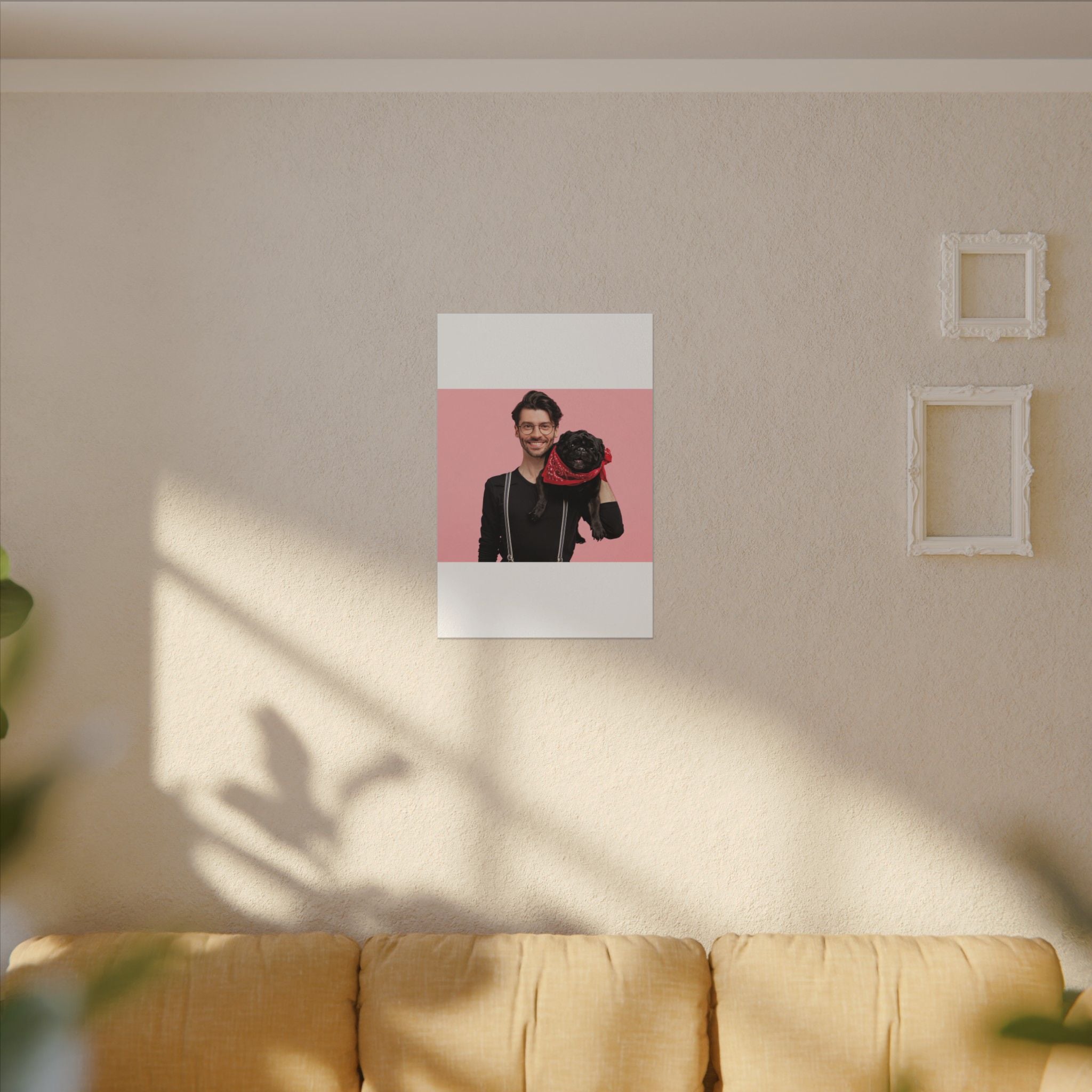 Custom Pet & Owner Portrait Canvas - Hand-Illustrated Matte Canvas Wall Art