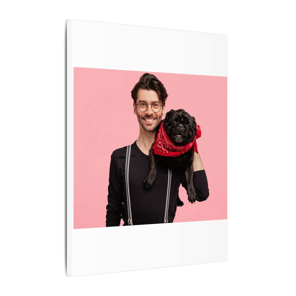 Custom Pet & Owner Portrait Canvas - Hand-Illustrated Matte Canvas Wall Art