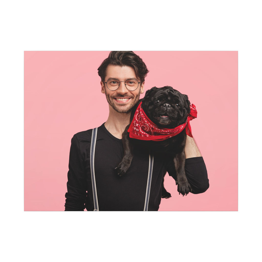 Custom Pet & Owner Portrait Canvas - Hand-Illustrated Matte Canvas Wall Art