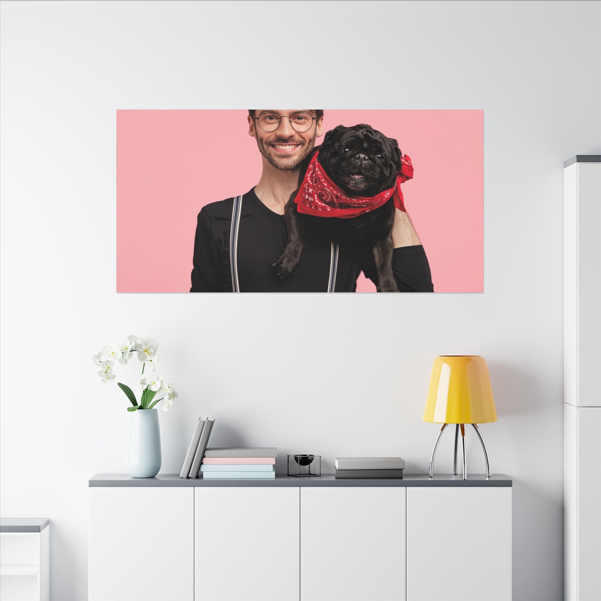 Custom Pet & Owner Portrait Canvas - Hand-Illustrated Matte Canvas Wall Art