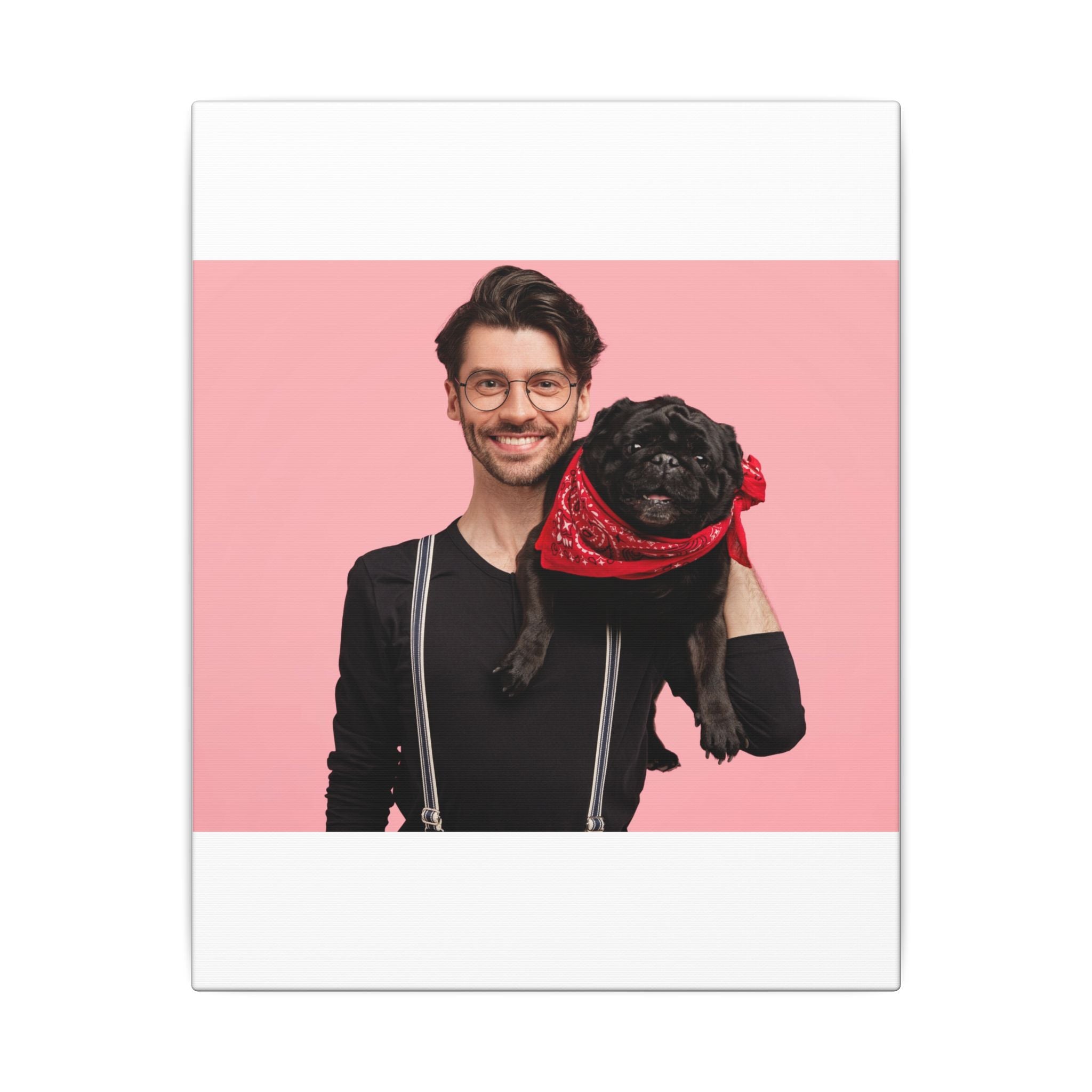 Custom Pet & Owner Portrait Canvas - Hand-Illustrated Matte Canvas Wall Art