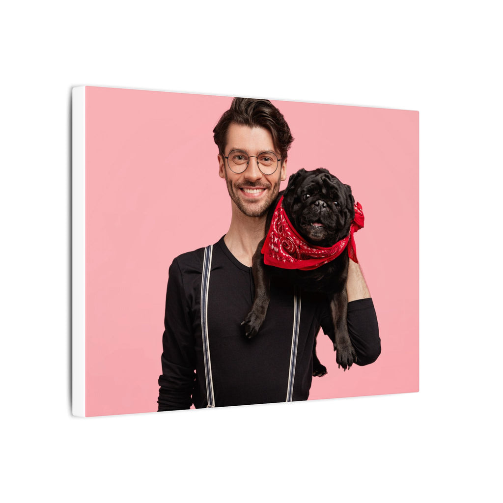Custom Pet & Owner Portrait Canvas - Hand-Illustrated Matte Canvas Wall Art