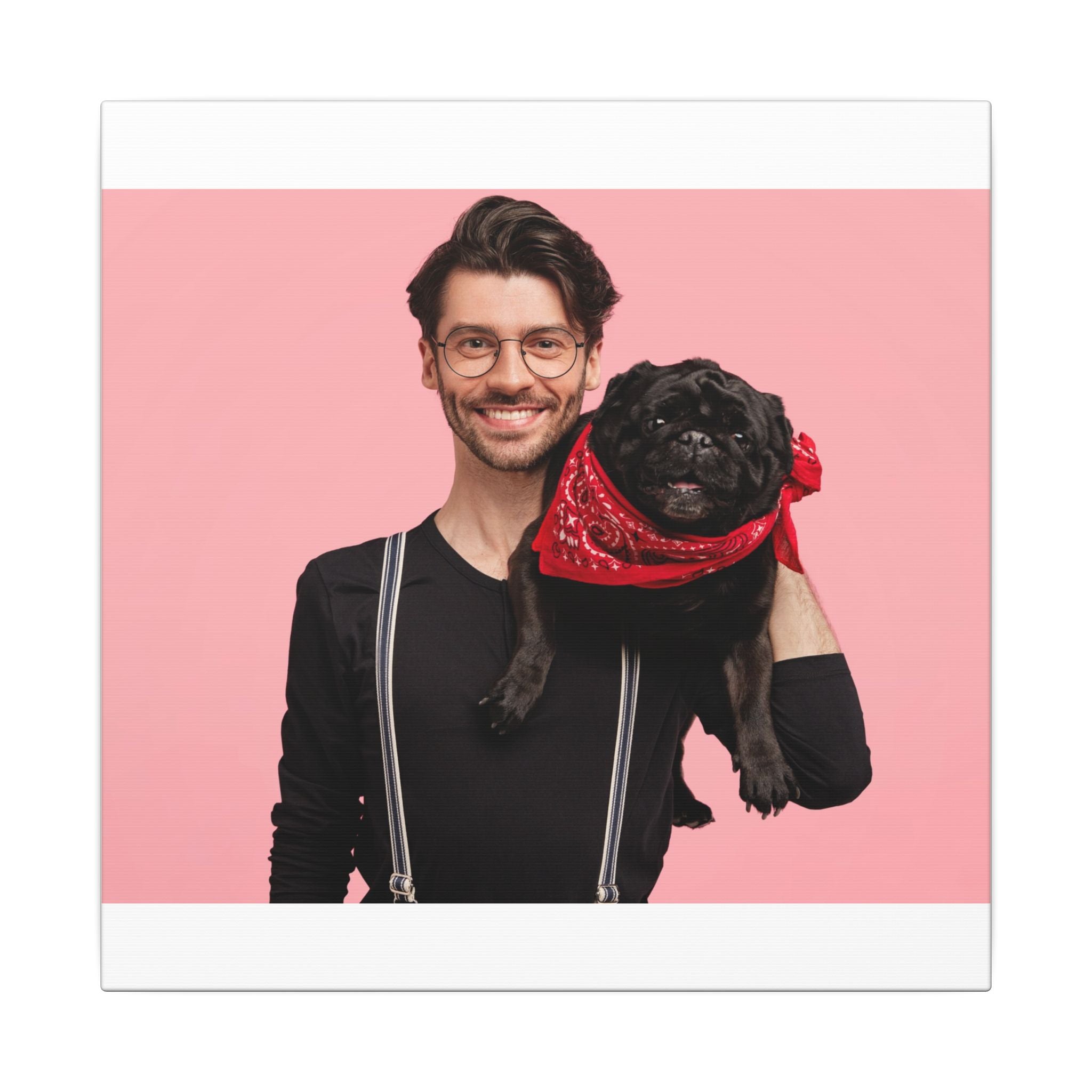 Custom Pet & Owner Portrait Canvas - Hand-Illustrated Matte Canvas Wall Art