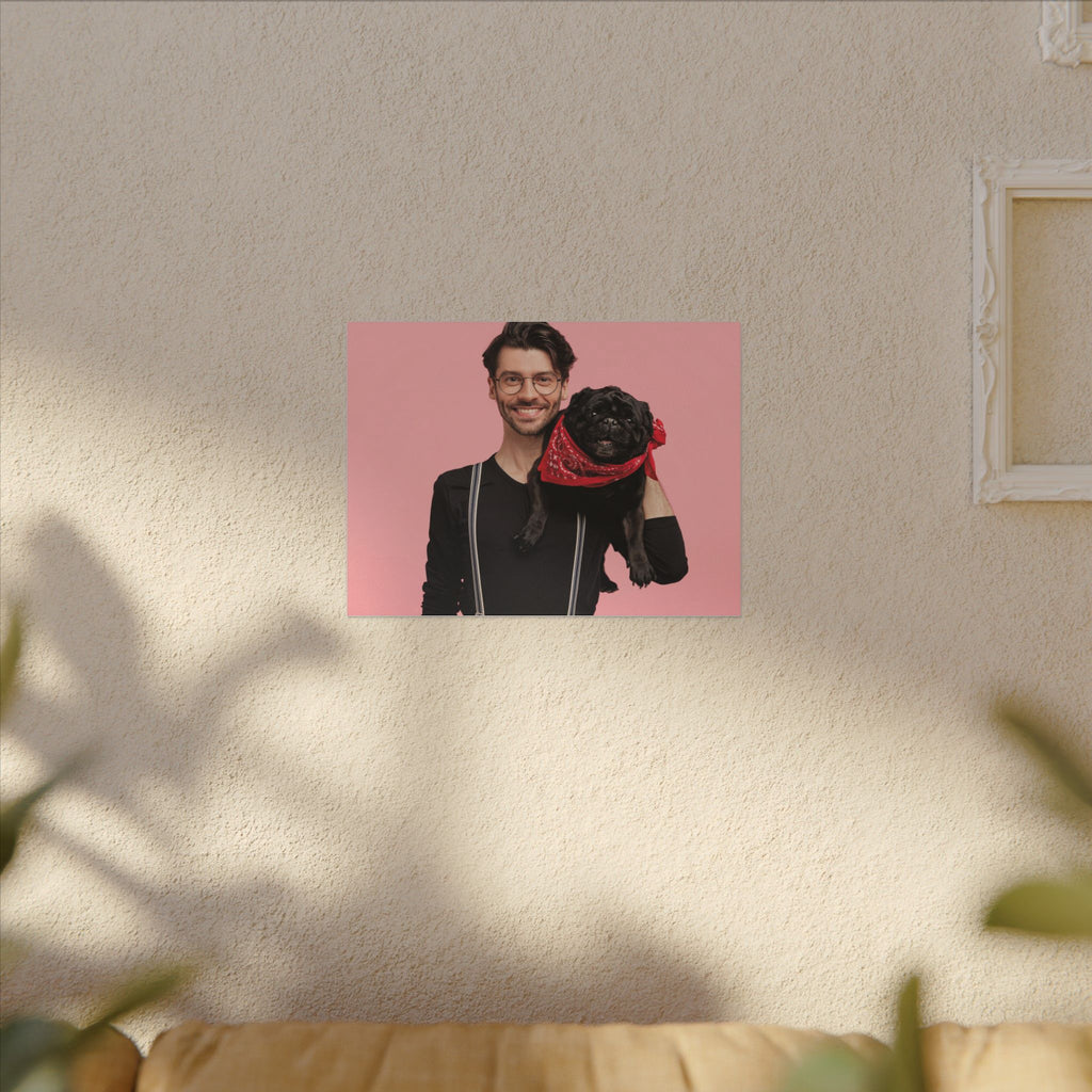 Custom Pet & Owner Portrait Canvas - Hand-Illustrated Matte Canvas Wall Art