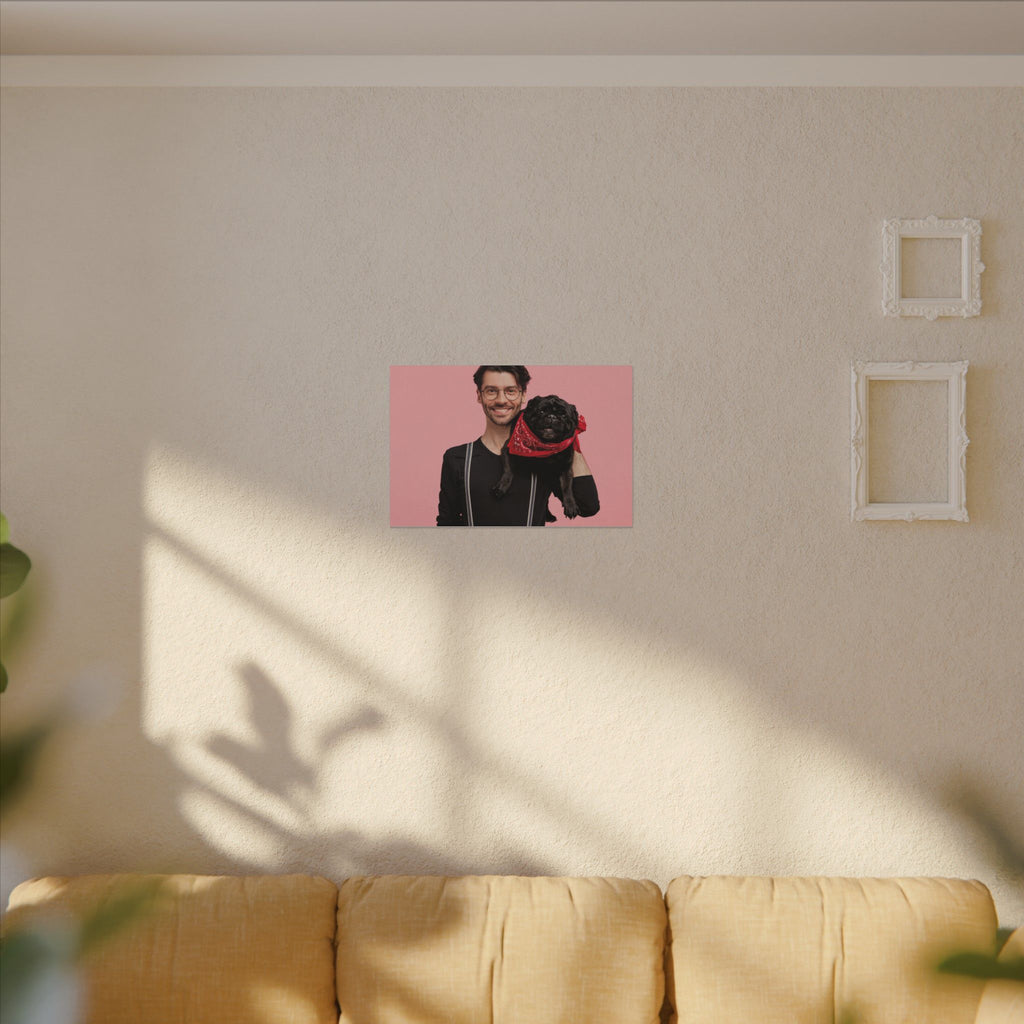 Custom Pet & Owner Portrait Canvas - Hand-Illustrated Matte Canvas Wall Art