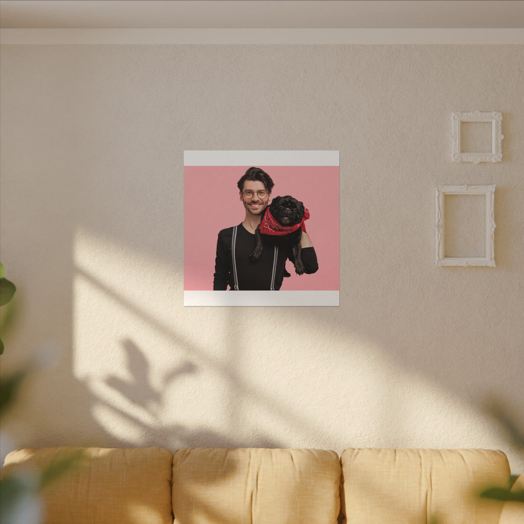 Custom Pet & Owner Portrait Canvas - Hand-Illustrated Matte Canvas Wall Art