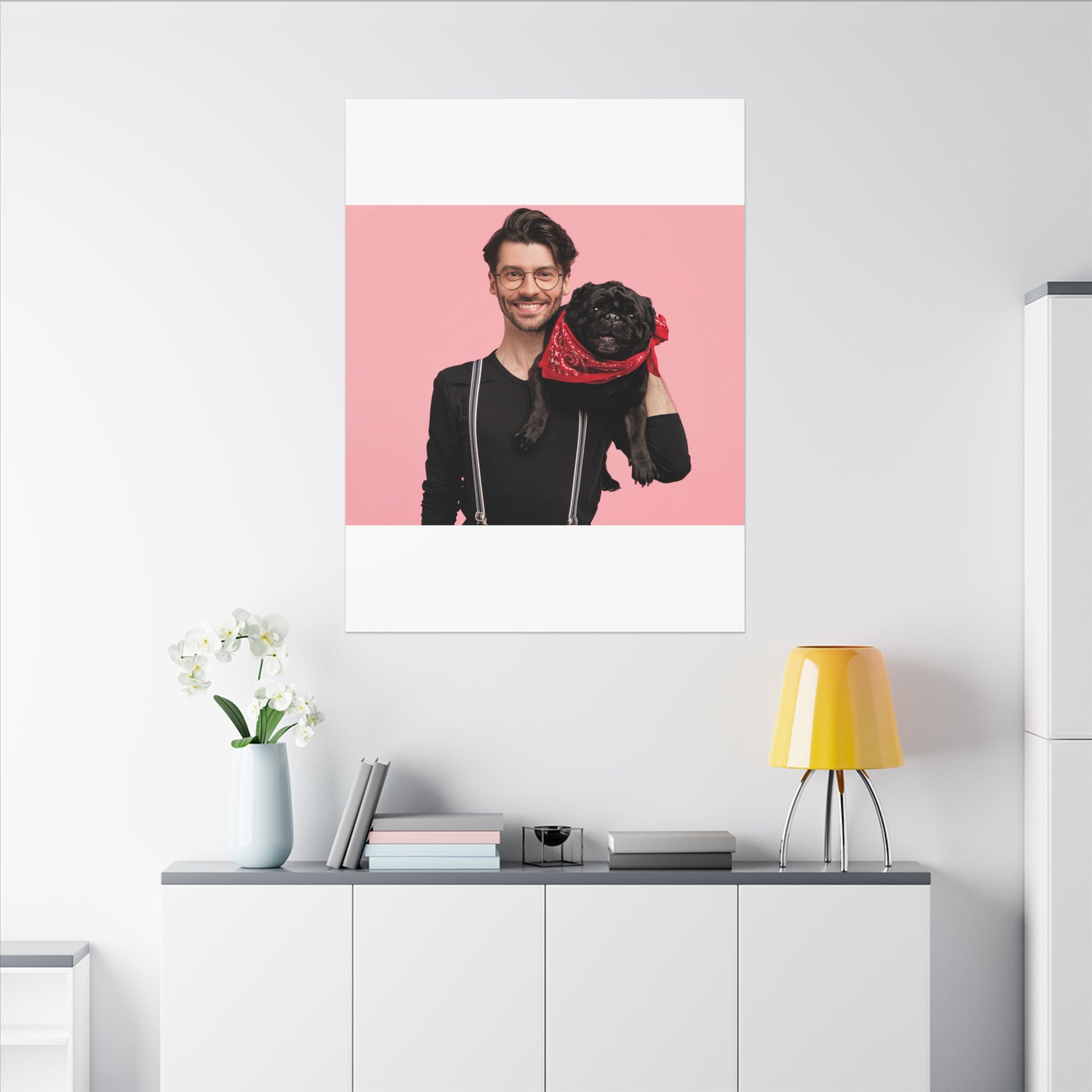 Custom Pet & Owner Portrait Canvas - Hand-Illustrated Matte Canvas Wall Art