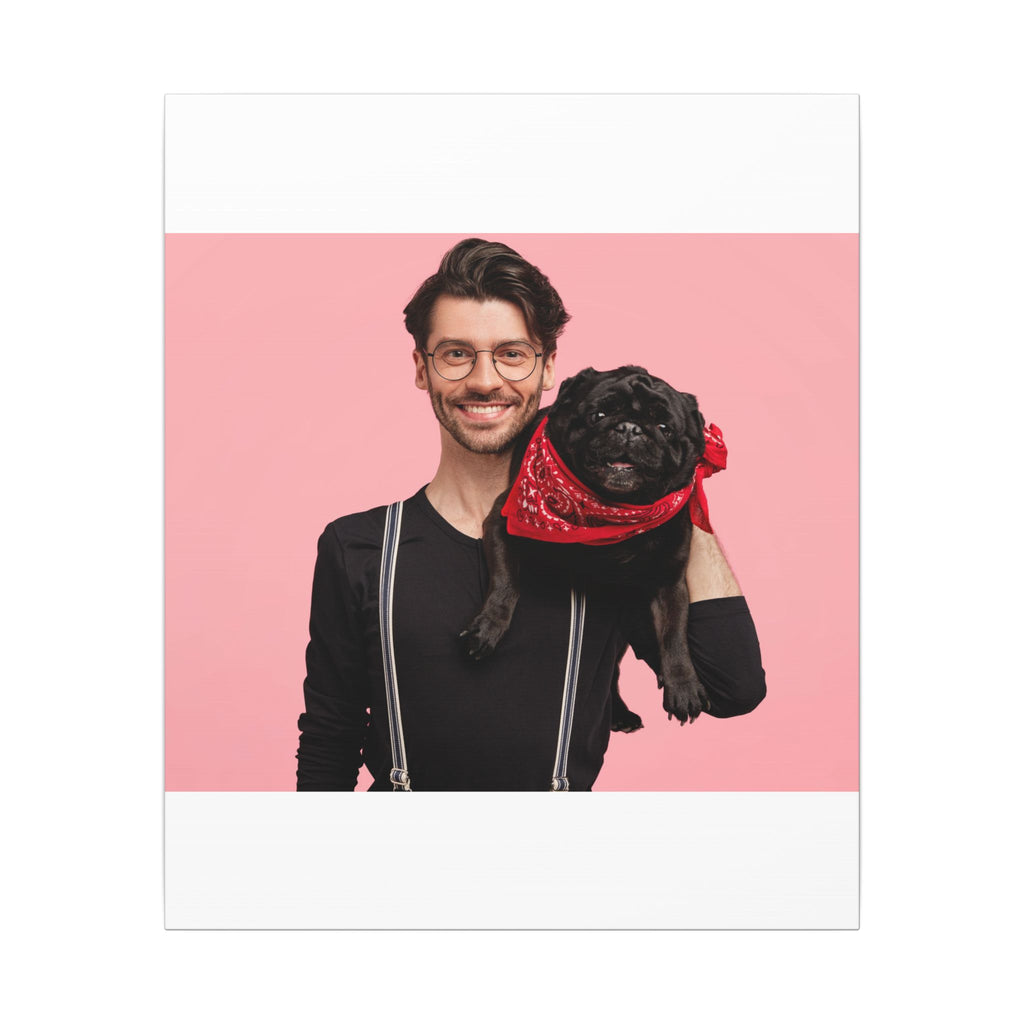 Custom Pet & Owner Portrait Canvas - Hand-Illustrated Matte Canvas Wall Art