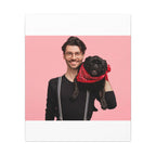 Custom Pet & Owner Portrait Canvas - Hand-Illustrated Matte Canvas Wall Art