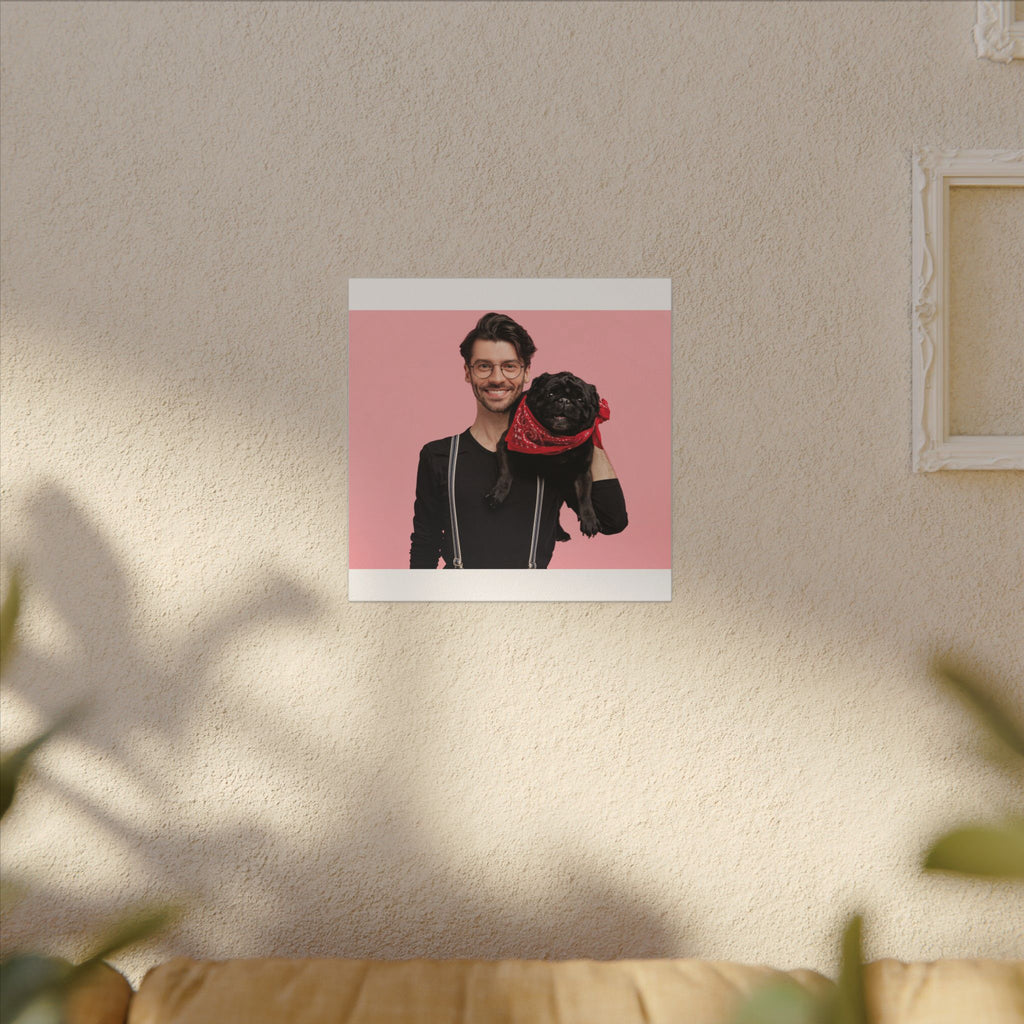 Custom Pet & Owner Portrait Canvas - Hand-Illustrated Matte Canvas Wall Art