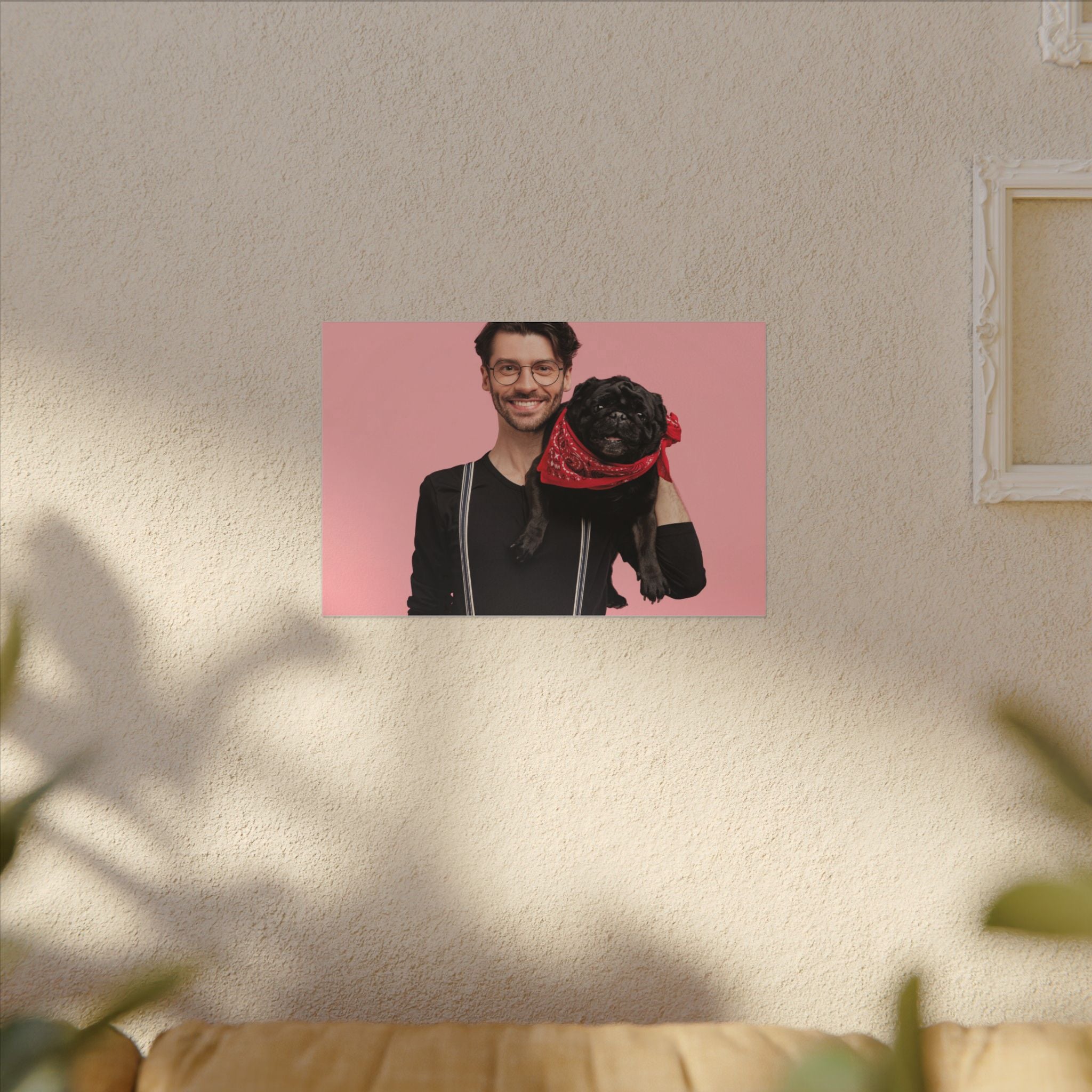 Custom Pet & Owner Portrait Canvas - Hand-Illustrated Matte Canvas Wall Art