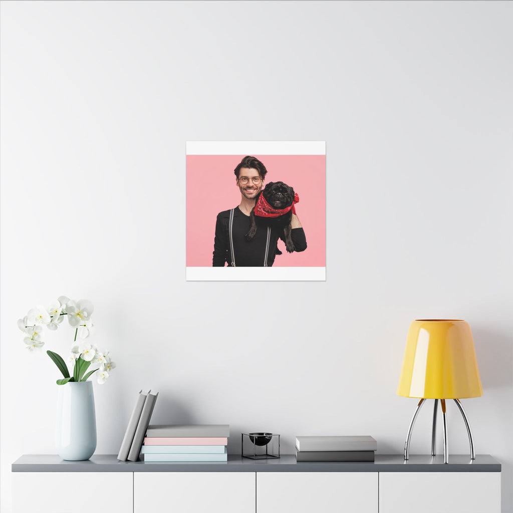 Custom Pet & Owner Portrait Canvas - Hand-Illustrated Matte Canvas Wall Art