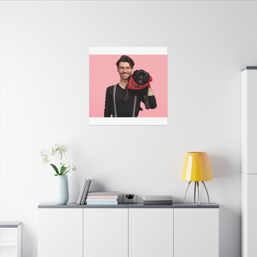 Custom Pet & Owner Portrait Canvas - Hand-Illustrated Matte Canvas Wall Art