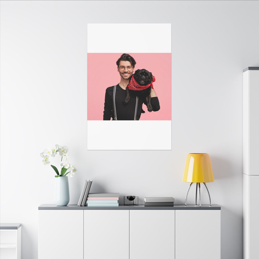 Custom Pet & Owner Portrait Canvas - Hand-Illustrated Matte Canvas Wall Art