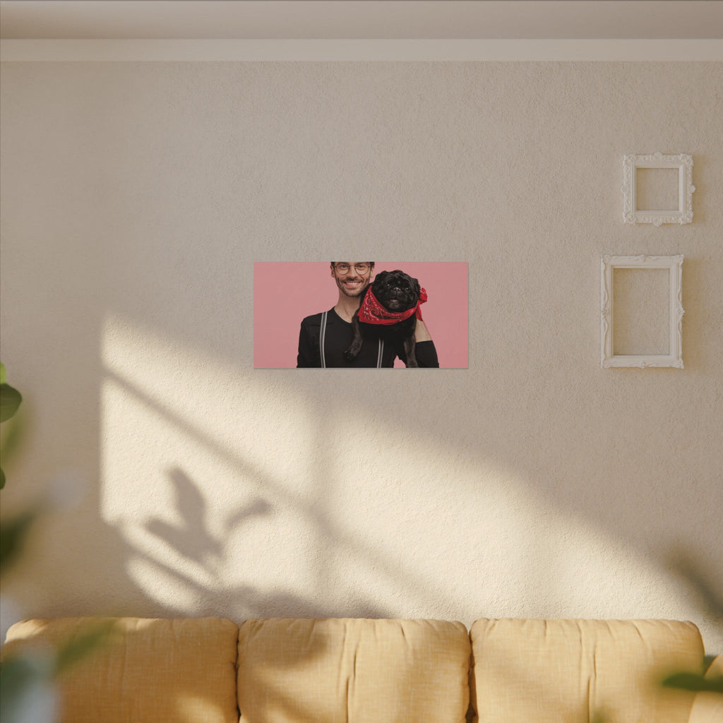 Custom Pet & Owner Portrait Canvas - Hand-Illustrated Matte Canvas Wall Art