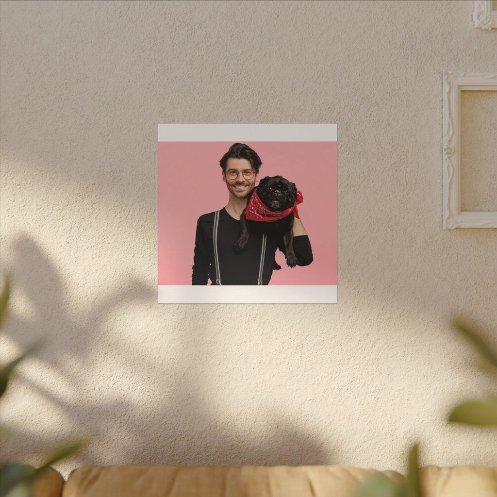 Custom Pet & Owner Portrait Canvas - Hand-Illustrated Matte Canvas Wall Art