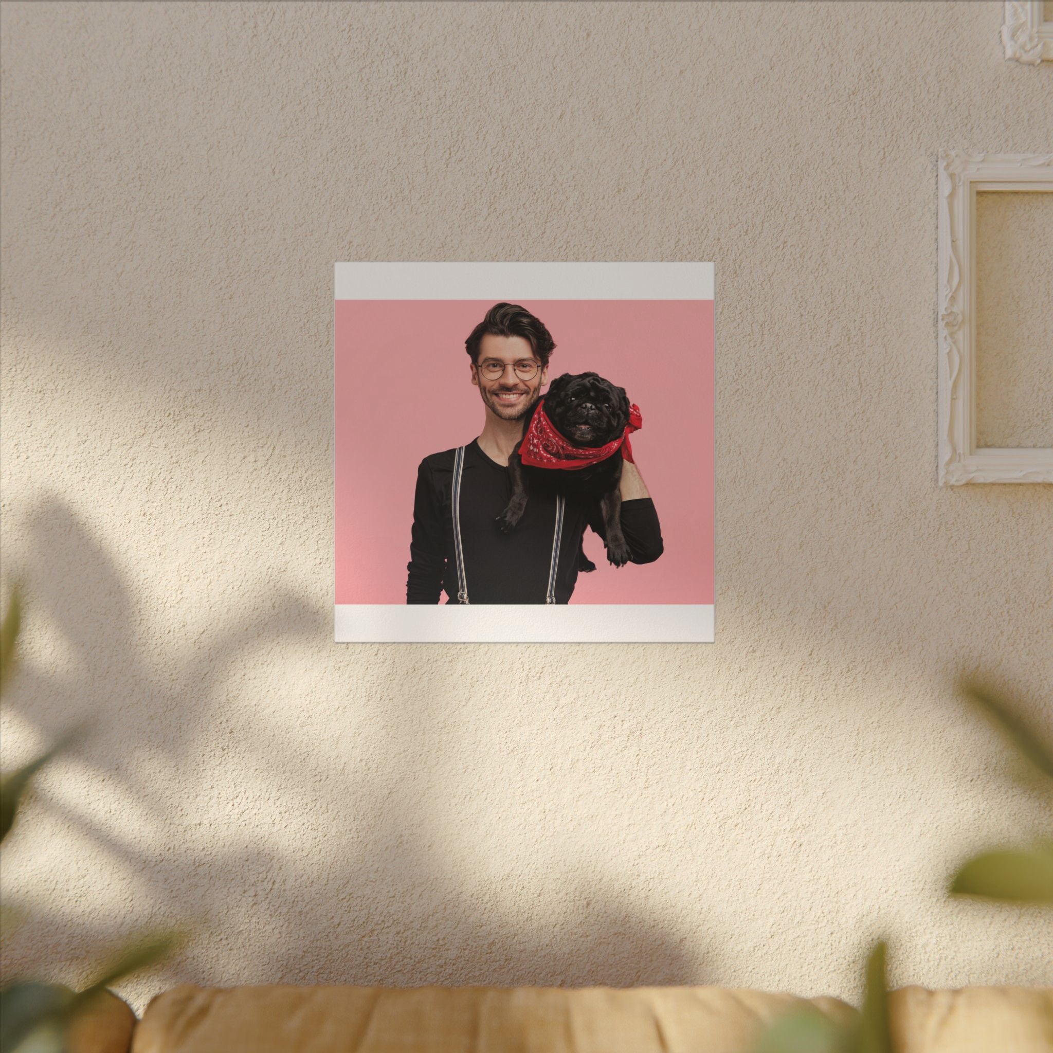 Custom Pet & Owner Portrait Canvas - Hand-Illustrated Matte Canvas Wall Art