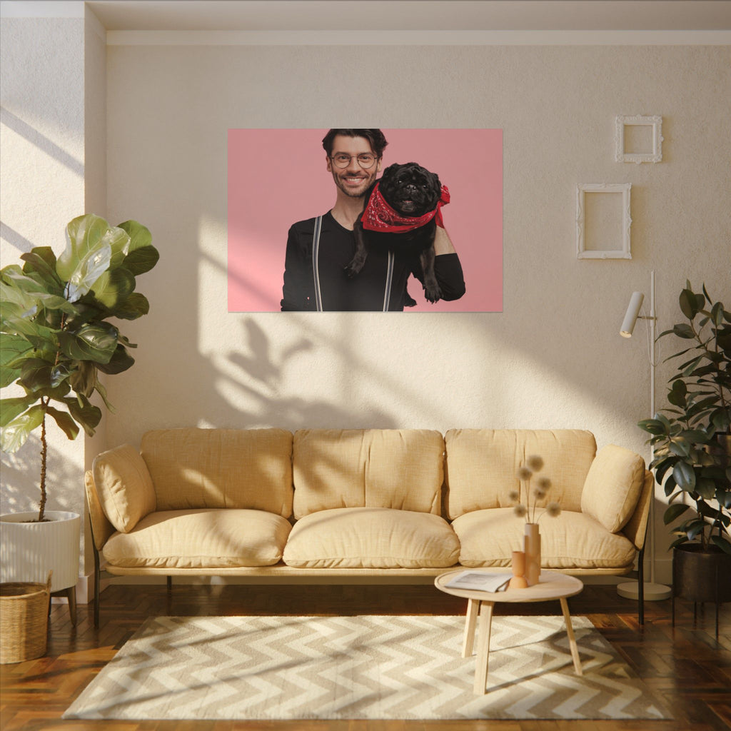 Custom Pet & Owner Portrait Canvas - Hand-Illustrated Matte Canvas Wall Art