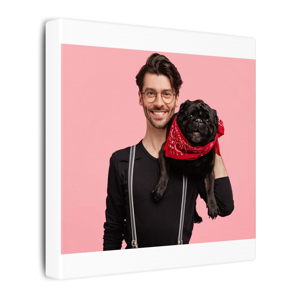 Custom Pet & Owner Portrait Canvas - Hand-Illustrated Matte Canvas Wall Art