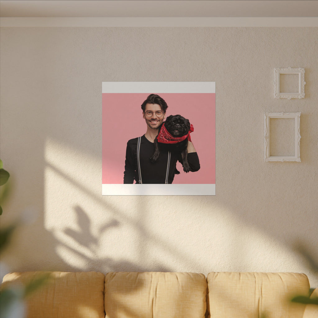 Custom Pet & Owner Portrait Canvas - Hand-Illustrated Matte Canvas Wall Art