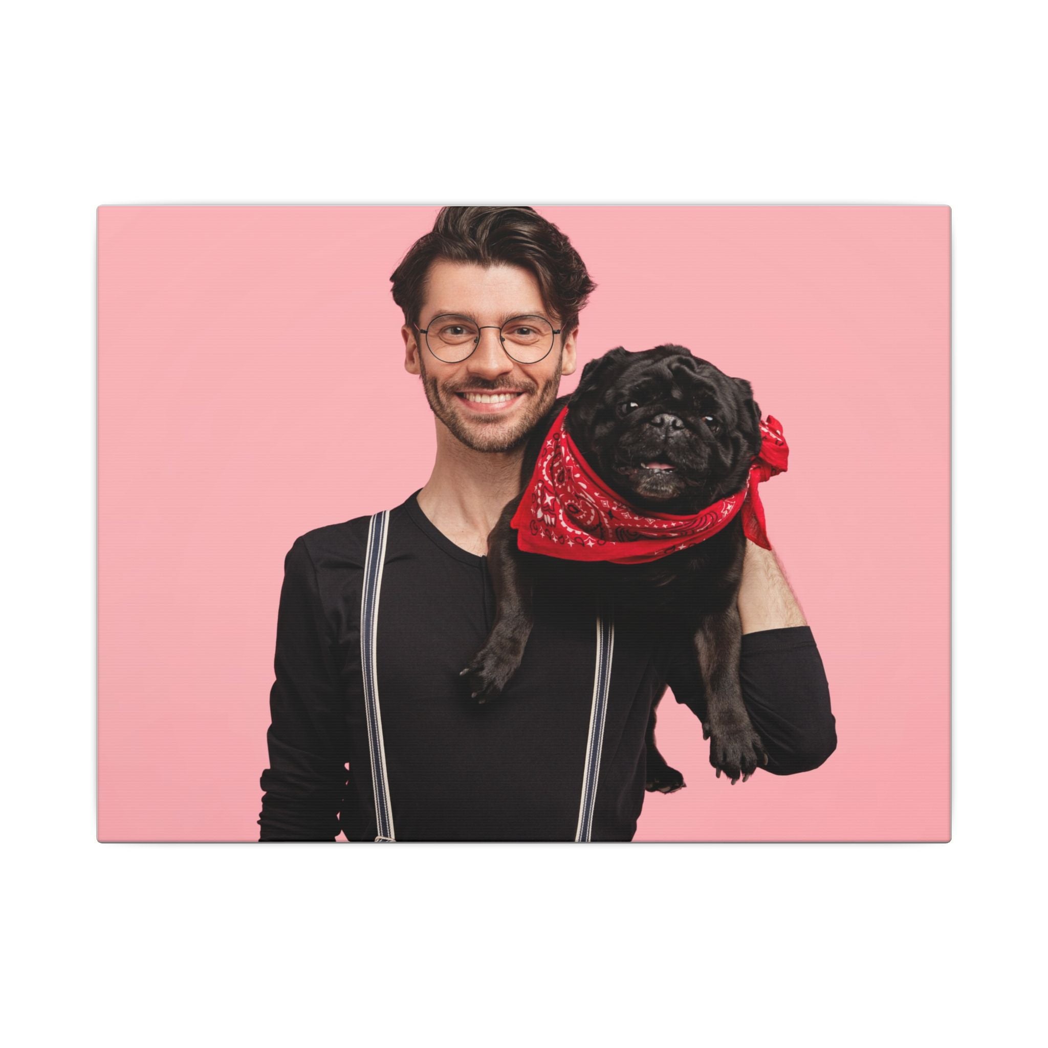 Custom Pet & Owner Portrait Canvas - Hand-Illustrated Matte Canvas Wall Art