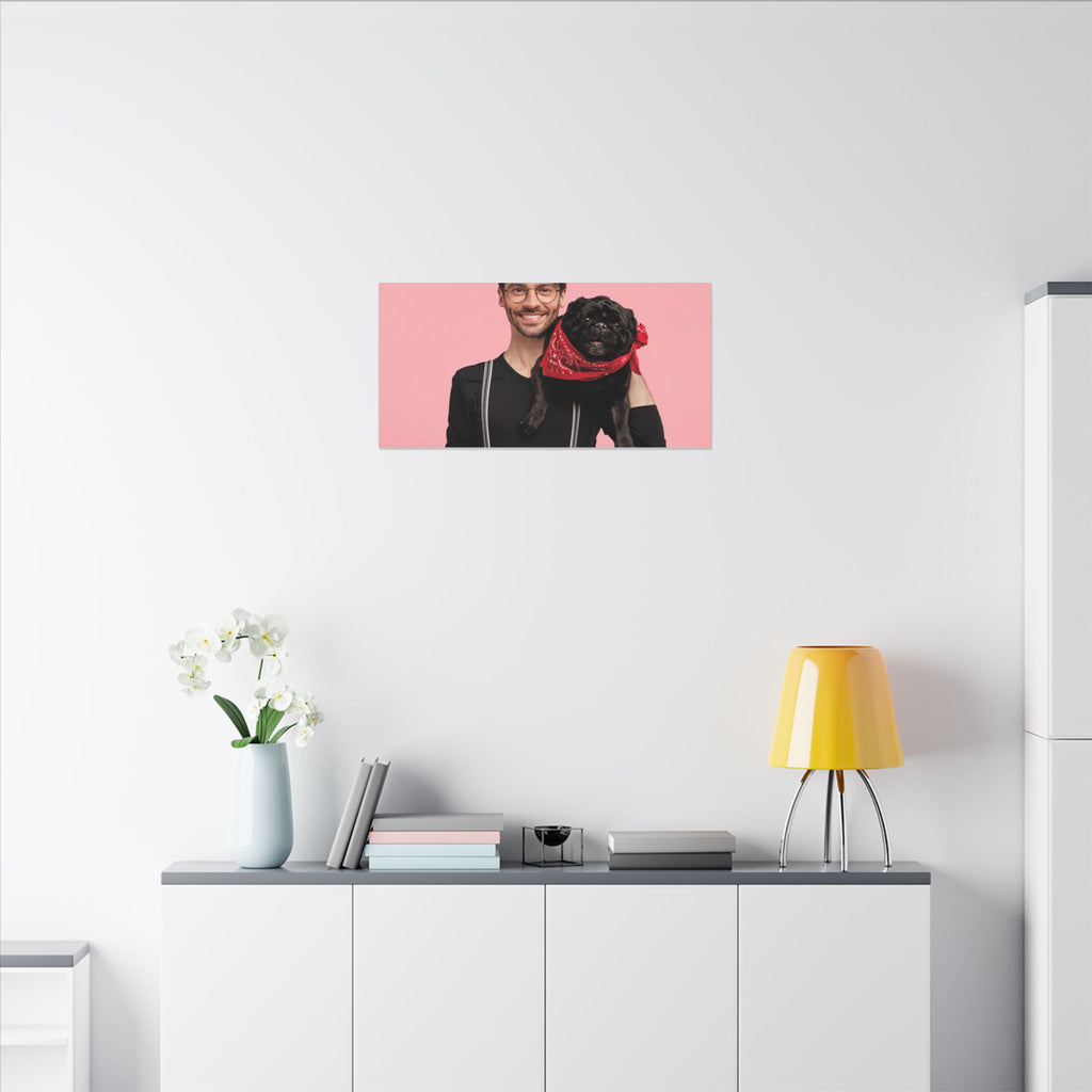 Custom Pet & Owner Portrait Canvas - Hand-Illustrated Matte Canvas Wall Art