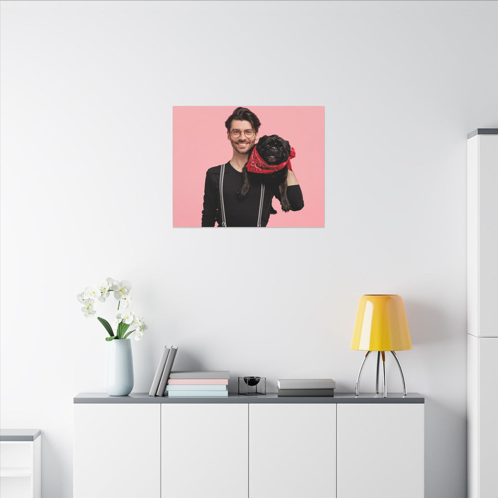 Custom Pet & Owner Portrait Canvas - Hand-Illustrated Matte Canvas Wall Art
