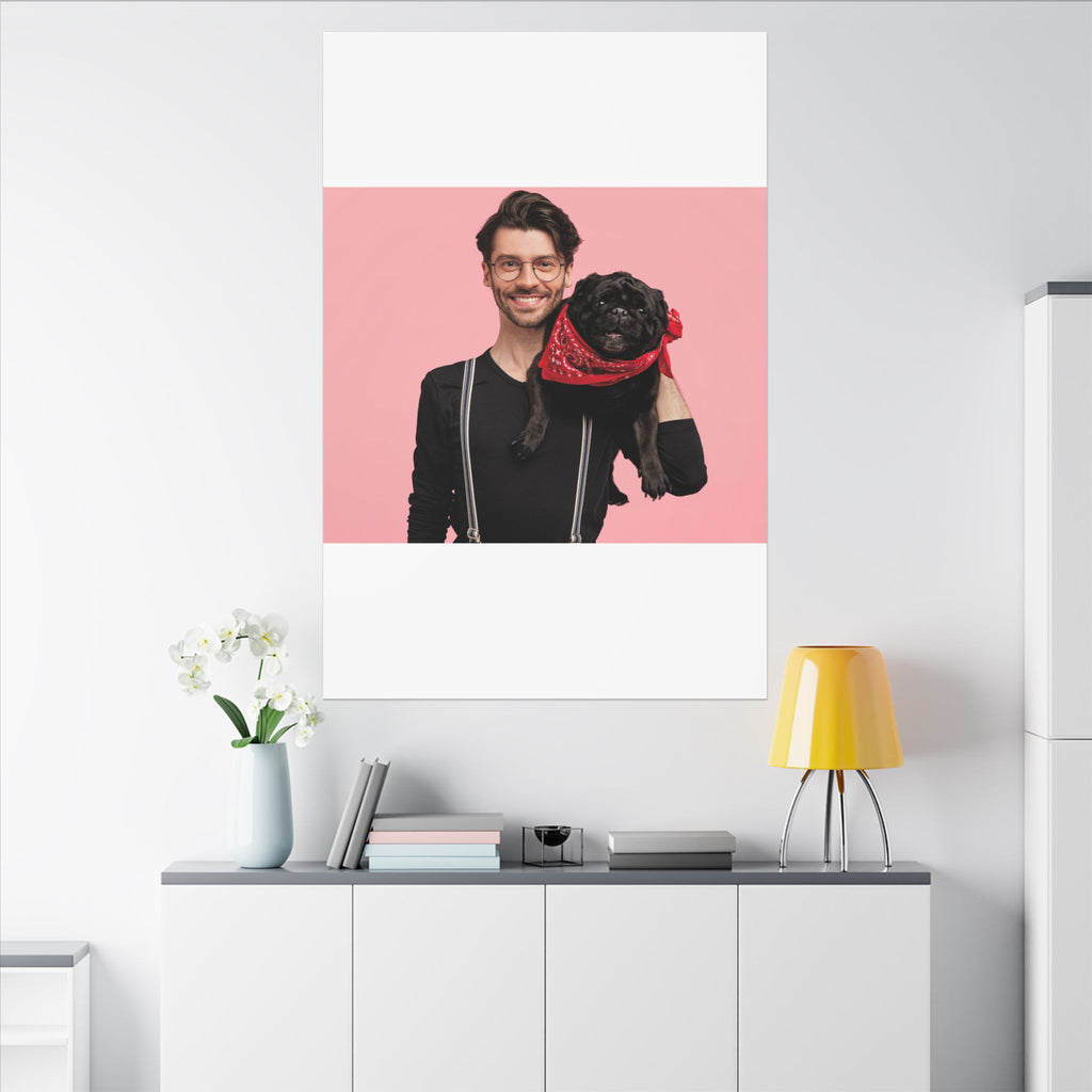 Custom Pet & Owner Portrait Canvas - Hand-Illustrated Matte Canvas Wall Art